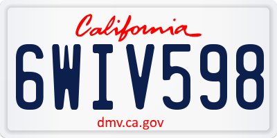 CA license plate 6WIV598