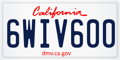 CA license plate 6WIV600
