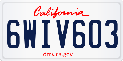 CA license plate 6WIV603