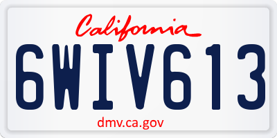 CA license plate 6WIV613