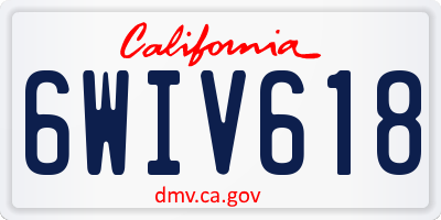 CA license plate 6WIV618