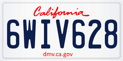 CA license plate 6WIV628