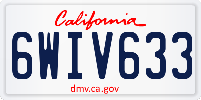 CA license plate 6WIV633