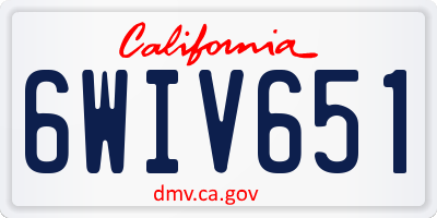 CA license plate 6WIV651