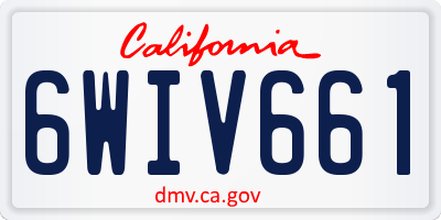 CA license plate 6WIV661