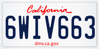 CA license plate 6WIV663