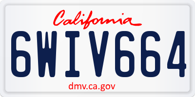 CA license plate 6WIV664