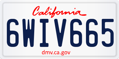 CA license plate 6WIV665