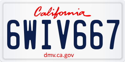 CA license plate 6WIV667