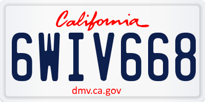 CA license plate 6WIV668