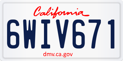 CA license plate 6WIV671