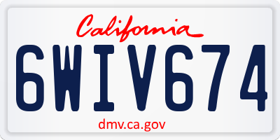 CA license plate 6WIV674
