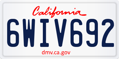 CA license plate 6WIV692