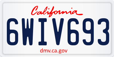 CA license plate 6WIV693