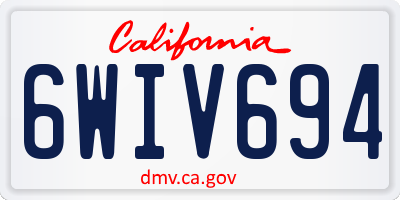 CA license plate 6WIV694