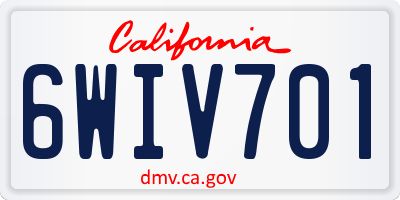 CA license plate 6WIV701