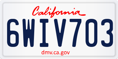 CA license plate 6WIV703