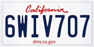 CA license plate 6WIV707