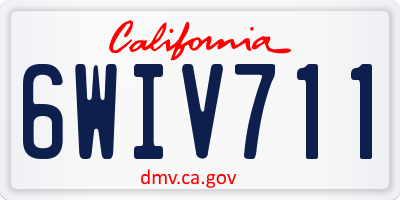 CA license plate 6WIV711