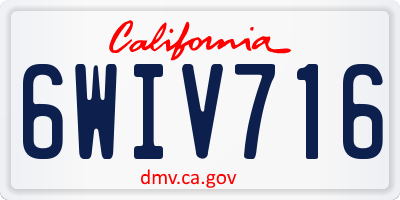 CA license plate 6WIV716
