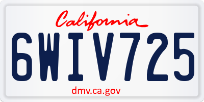 CA license plate 6WIV725