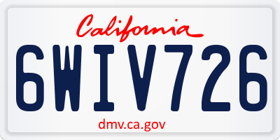 CA license plate 6WIV726