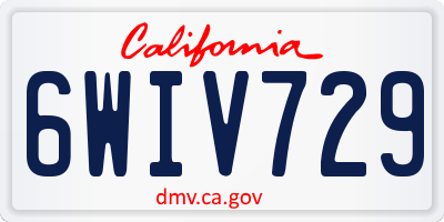 CA license plate 6WIV729