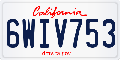 CA license plate 6WIV753
