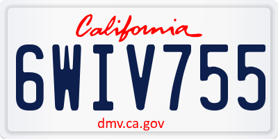 CA license plate 6WIV755