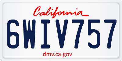 CA license plate 6WIV757