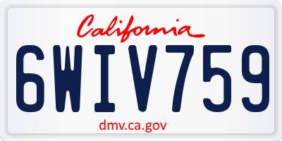 CA license plate 6WIV759