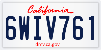CA license plate 6WIV761