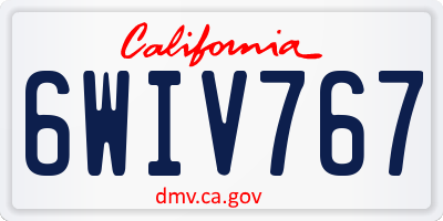 CA license plate 6WIV767