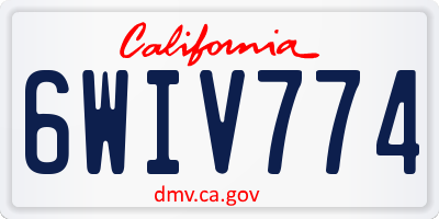 CA license plate 6WIV774