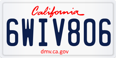 CA license plate 6WIV806