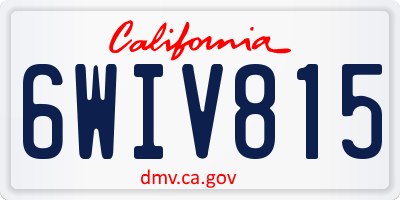 CA license plate 6WIV815