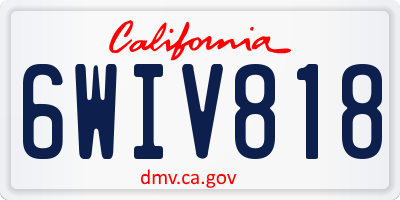CA license plate 6WIV818