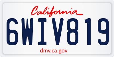 CA license plate 6WIV819