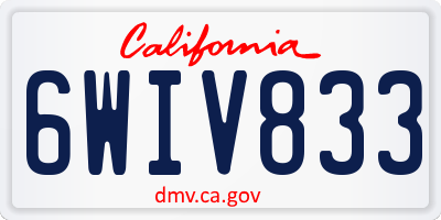 CA license plate 6WIV833