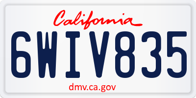 CA license plate 6WIV835