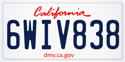 CA license plate 6WIV838