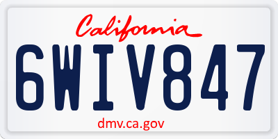 CA license plate 6WIV847