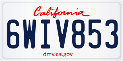 CA license plate 6WIV853