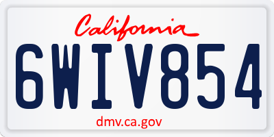 CA license plate 6WIV854