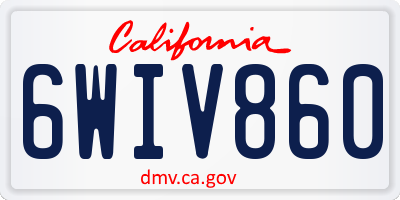 CA license plate 6WIV860