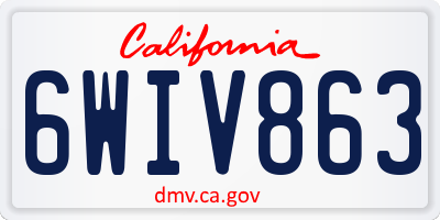 CA license plate 6WIV863