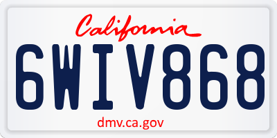 CA license plate 6WIV868