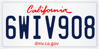 CA license plate 6WIV908