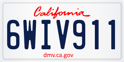 CA license plate 6WIV911