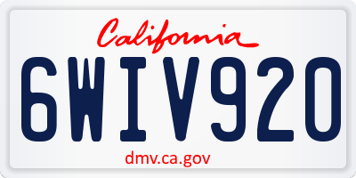CA license plate 6WIV920